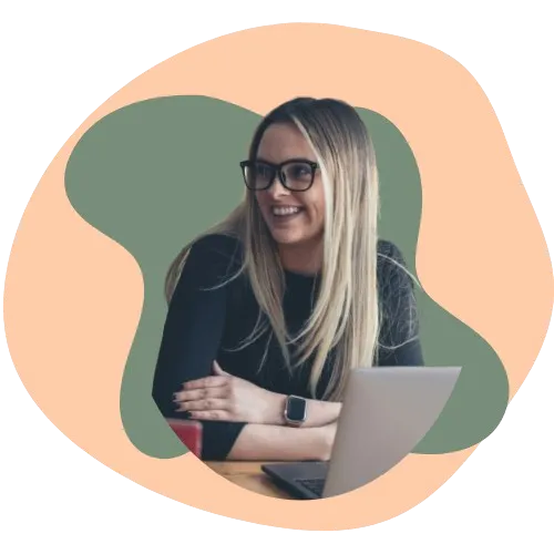 Graphic female with laptop.